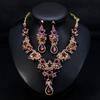 Women Bridal Multi-color Jewelry Set Elegant Fashionable Diamond Alloy Necklace + Earring Set