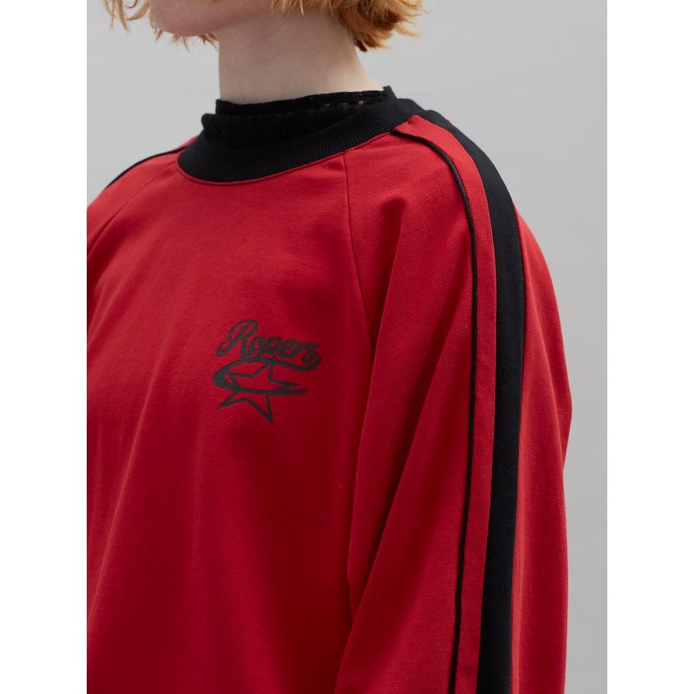 Saendeusaundeu Piping Detail Raglan Tshirt Red