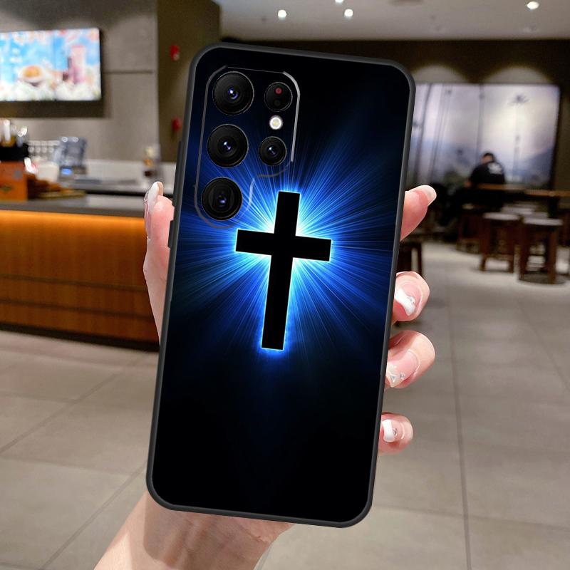 Jesus Christus Kreuz Handyhülle Für Samsung Galaxy S25 S24 S22 S21 Ultra S23 FE S9 S10 S20 Plus S24 FE Weiche Hülle