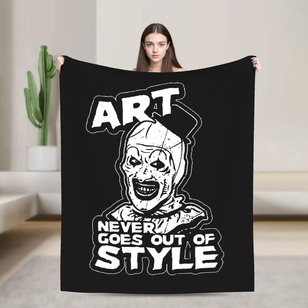 Terrifier 3 Merry Christmas Blanket Fleece Print Clown Movie Horror  Multifunction Soft Throw Blanket for Sofa Office Bedspread