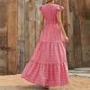 Bohemian Floral Maxi Dress - V-Neck Empire Waist Patchwork