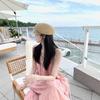 Summer pink suspender neck dress women's loose fat mm seaside dress sleeveless seaside piece clothes
