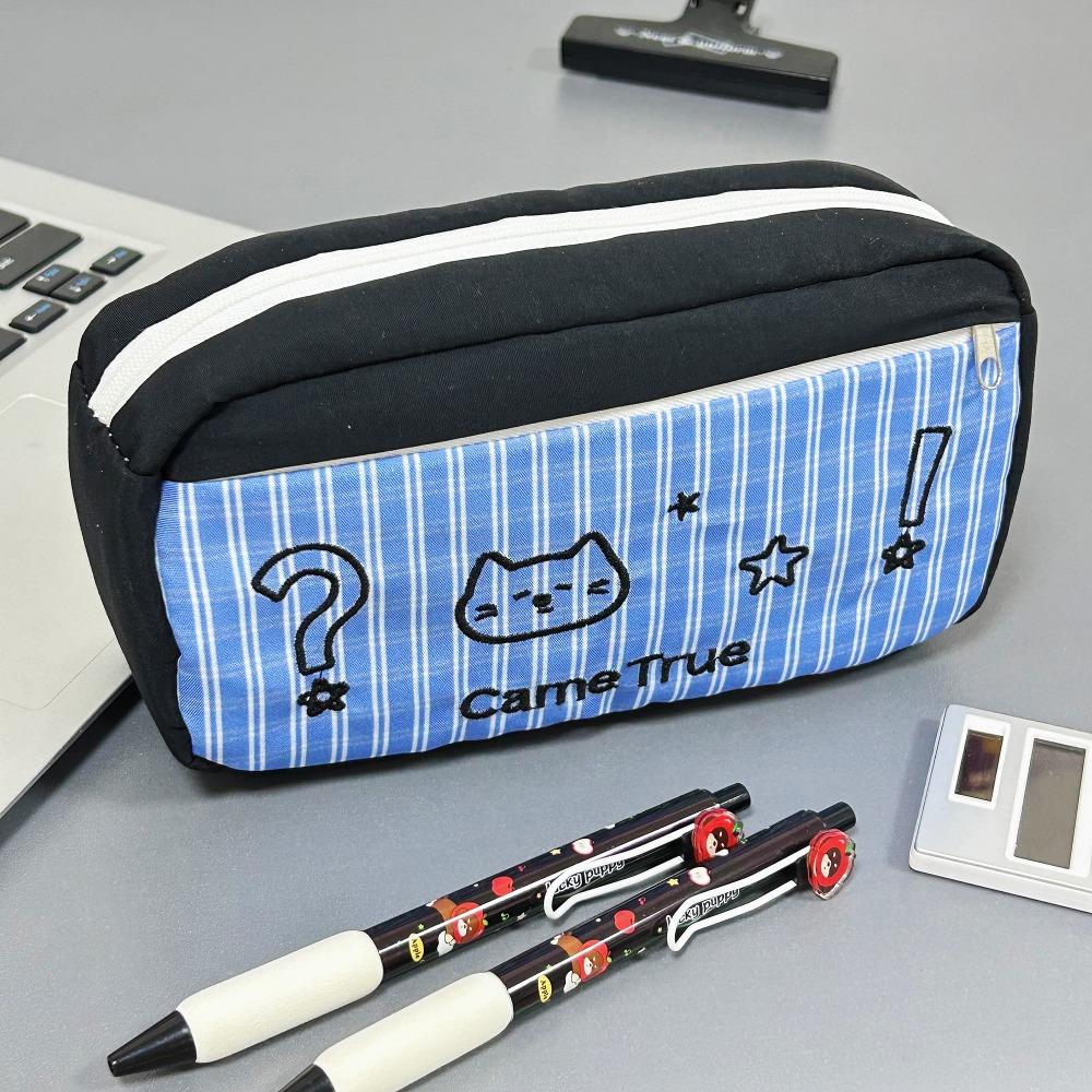 Soft Touch Pencil Case Polka Dot Kitten Stationery Storage Bag Portable Pen Box School Supplies