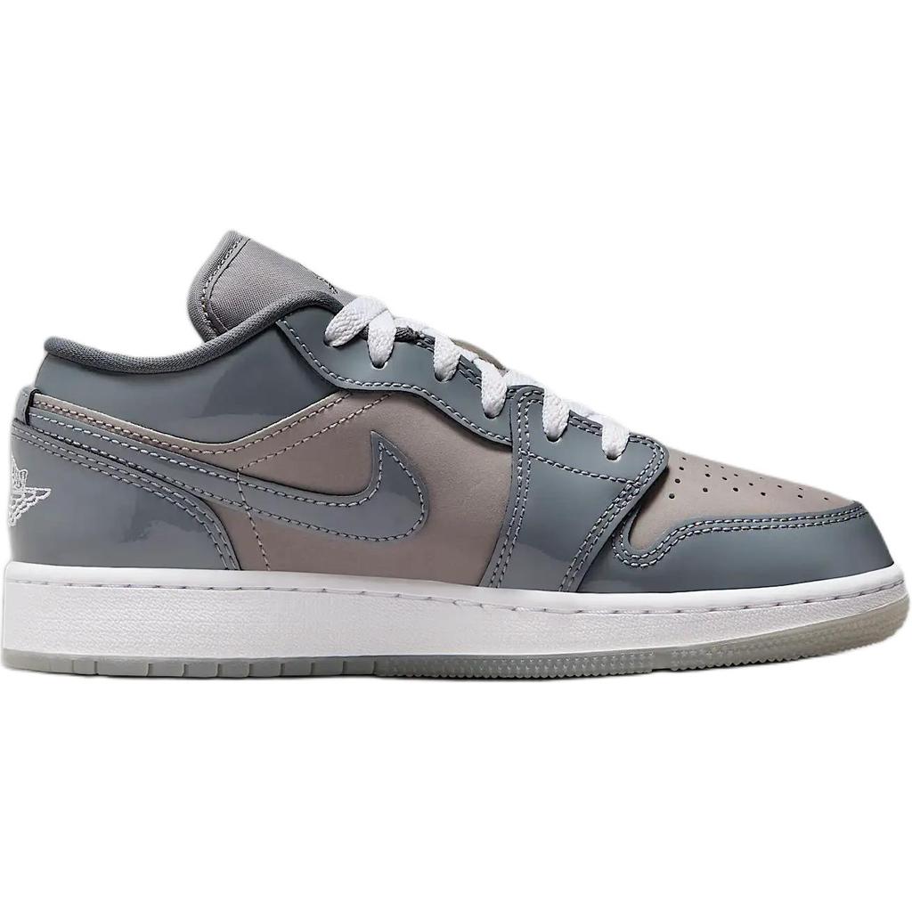 Air Jordan 1 Low GS Patent Cool Grey Kids Sneakers Medium-Grey White HF3188-011