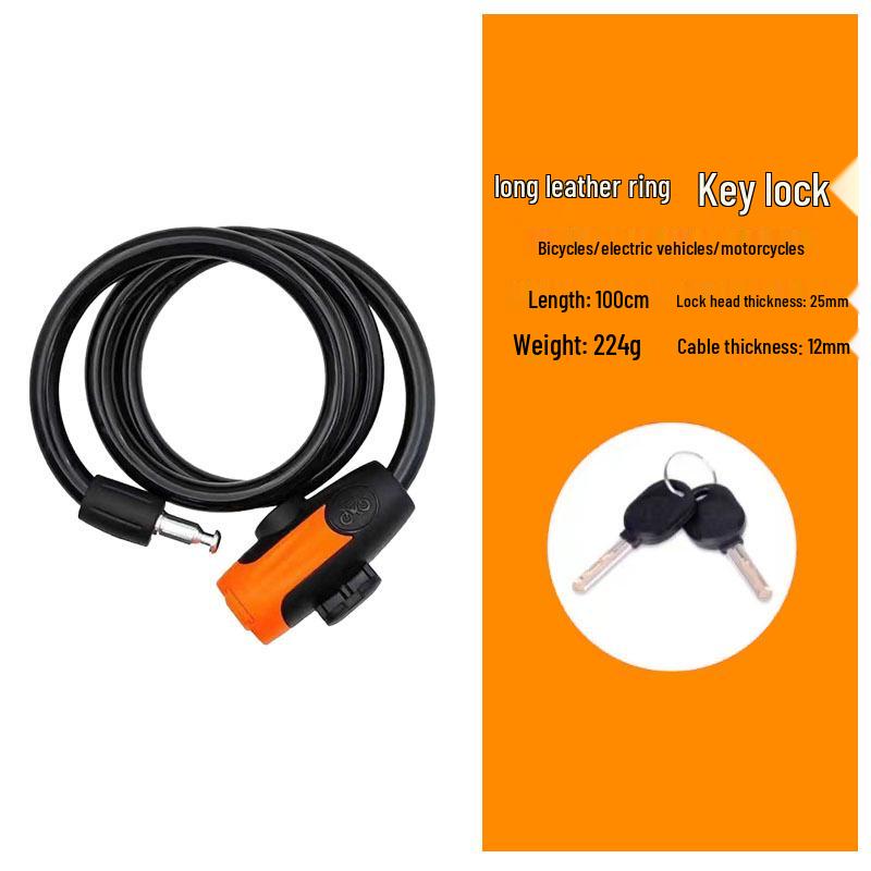Waterproof Anti-theft Steel Cable Lock for Motorcycles, E-Bikes, and Helmets