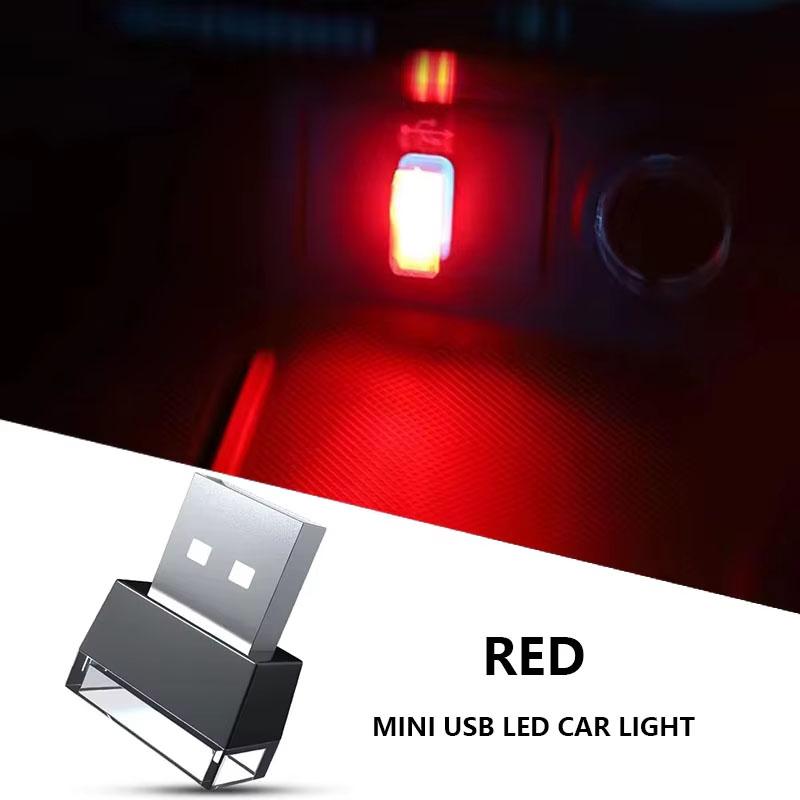 

1/2/4PCS Car Mini USB LED Atmosphere Lights Decorative Lamp Universal Portable Emergency Lighting Auto Interior Ambient Lamp 1PCS красный