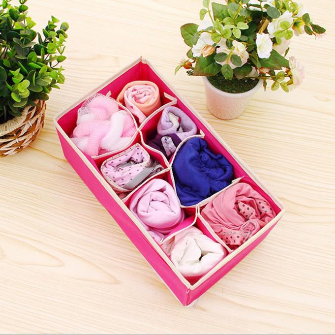Foldable Underwear & Socks Storage Box with Dividers - Wardrobe Organizer for Bras and Panties.