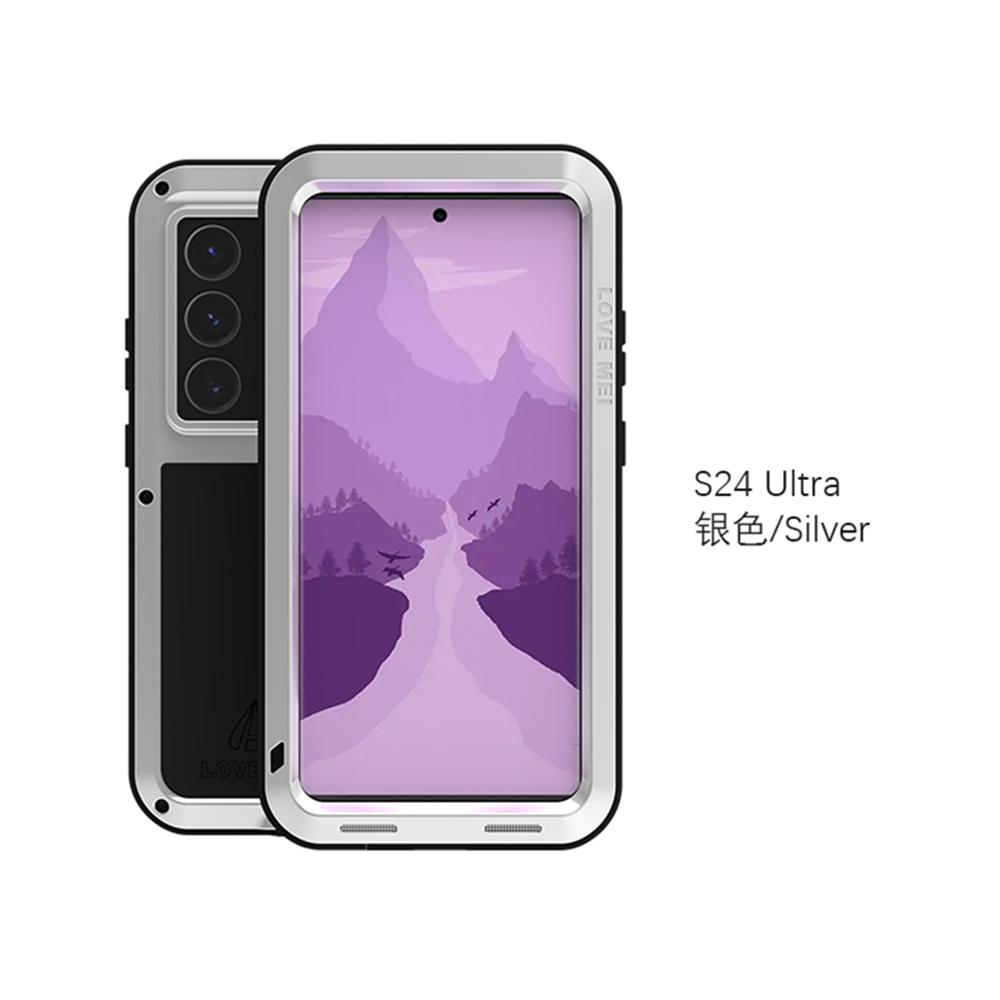 

Противоударный чехол для телефона на 360 градусов с защитой камеры, металлической броней, сверхпрочный, неполный чехол для Samsung Galaxy S24 Ultra 5G Funda For S24 Ultra