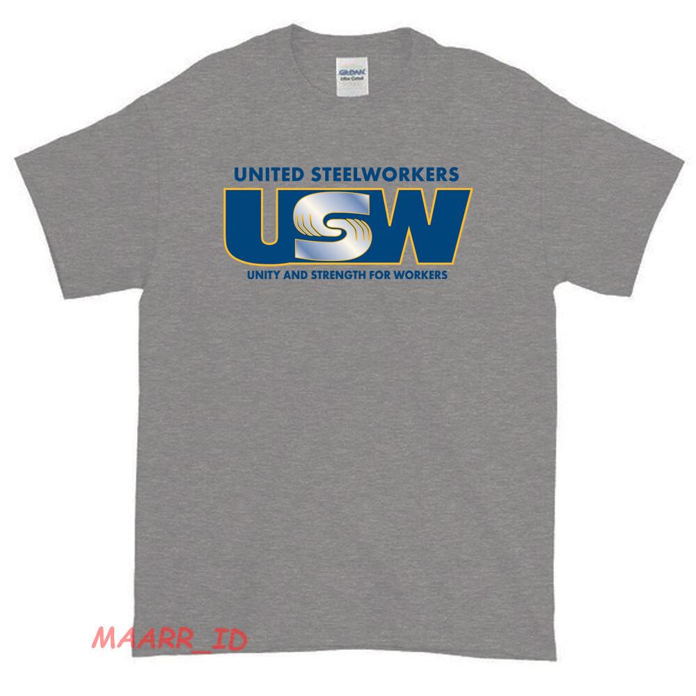 

New USW United Steelworkers Logo American Funny T Shirt USA size S-XXL 4XL