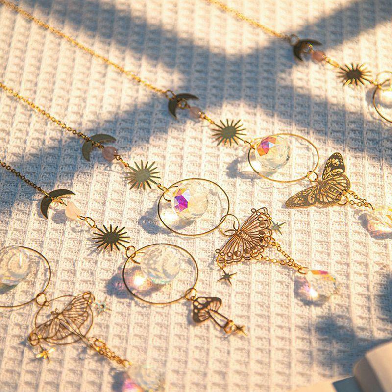 Garden Wind Chime Crystal Suncatcher Crystal Pendant Sun Catcher Car Interior Decoration Balcony Ornament Home Decor