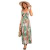 2025 Cross-border Foreign Trade Original European and American Women's Clothing Bohemian Print Suspender Long Dress Beach Vacation Dress