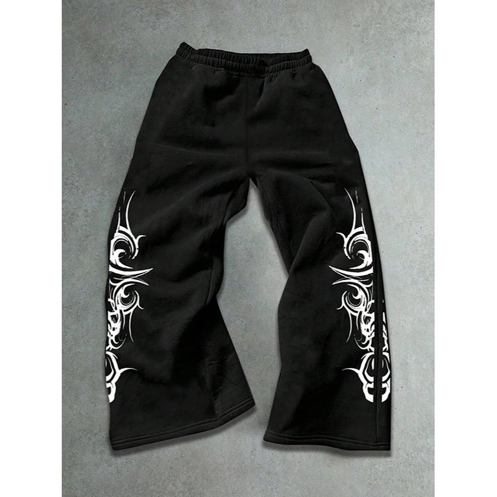 Herre Euro & Amerikansk Hip-Hop Print Afslappede Sweatpants - Retro Lige Ben Design, Forår/Efterår