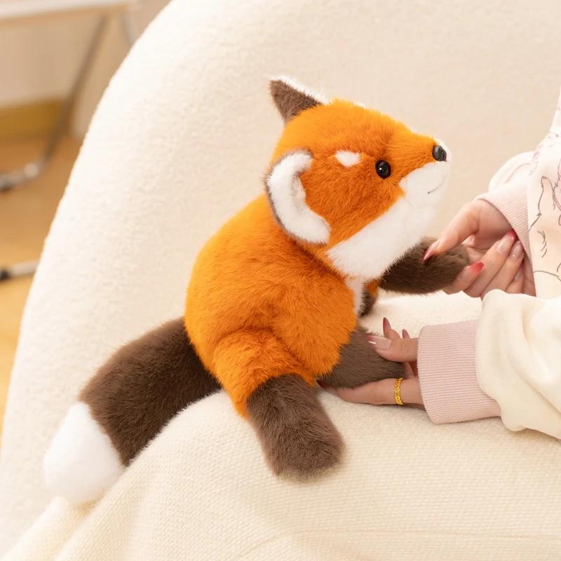 Süßes liegendes rotes Fuchstier Stofftier Weiches flauschiges Fuchs-Plüschtier Beruhigende Puppe Kuscheltier Sofa Bett Heimdekoration