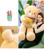 Adorable Sweetheart Milk Tea Teddy Bear Plush Pillow - Large Size Doll Gift for Kids and Girls.