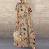 2026 Retro Floral Print Short-Sleeve Round-Neck Women's Dress