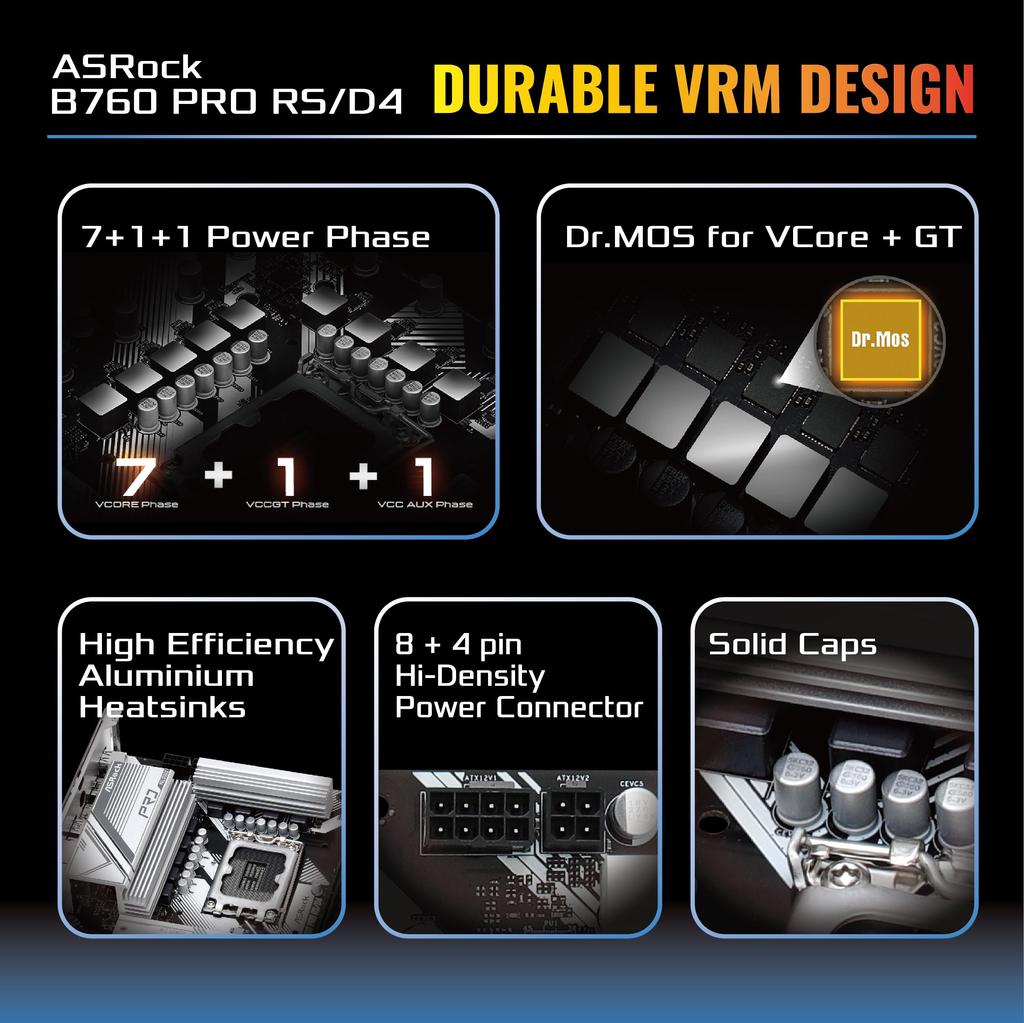 ASRock Motherboard B760 Pro Compatible with Intel 12th and 13th Generation CPU B760 Chipset DDR4 ATX Motherboard Authorized Distributor RS/D4