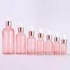 Dropper Bottles Refillable 5-100Ml Rose Gold Lid Cosmetic Container Glass Aromatherapy Liquid For Essential Massage Oil Pipette