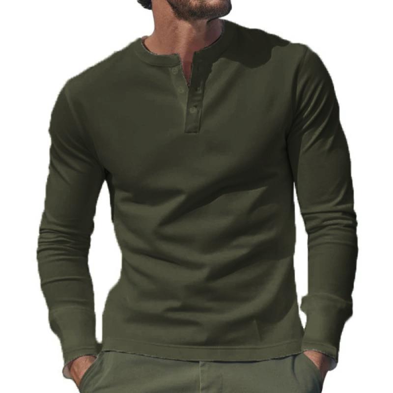 2024 New Spring And Autumn Men T-Shirt Leisure Sports Long Sleeve Men'S Clothing Base Shirt Henley Shirt Free Shipping