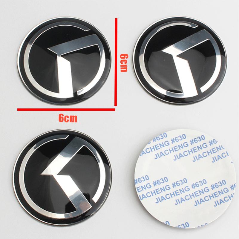 AABJA1 (7 Pcs) K Logo 3D Emblem Front Grille Trunk + Steering Wheel + Wheel Center Caps Sticker Badge For Kia K5 K3 K2 K4 Forte Koup