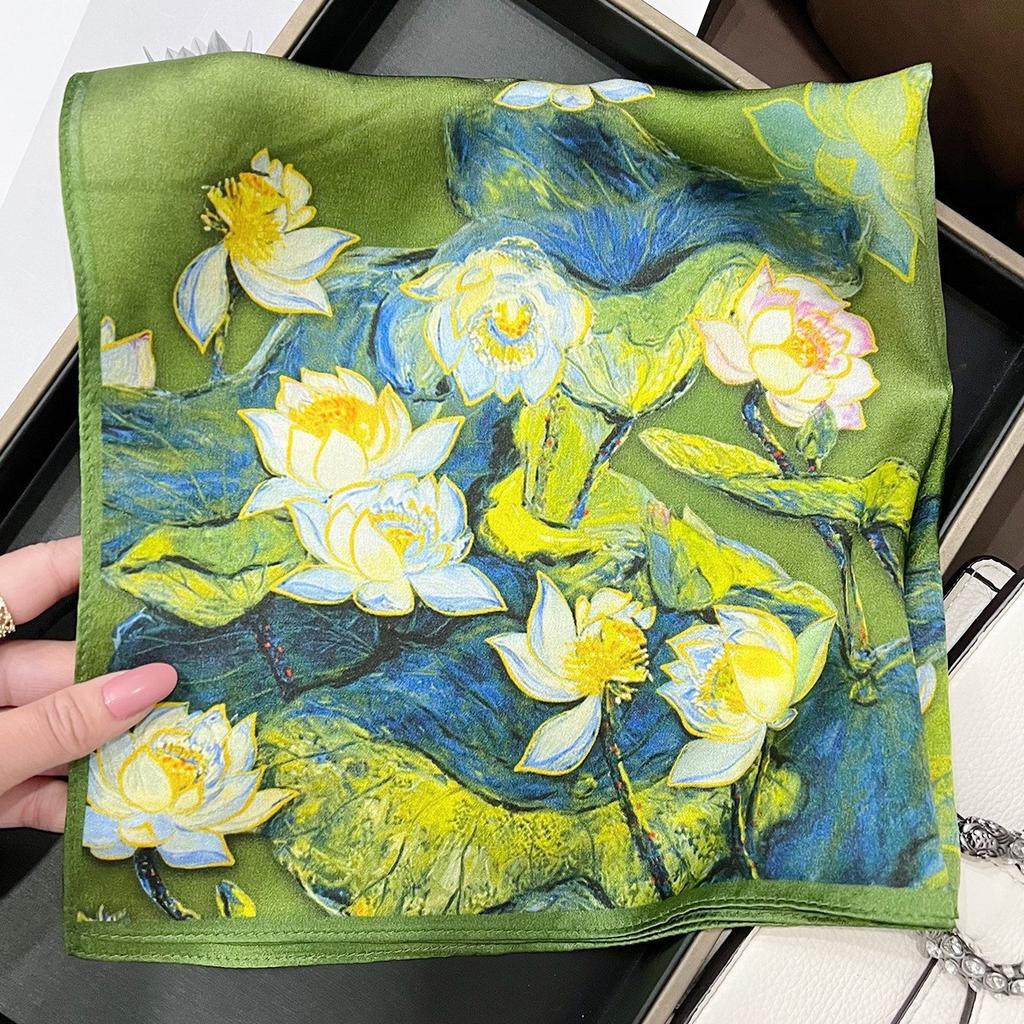 New 100% Natural Real Silk Scarf Fashion Lady Foulard Female Bandana Scarves  Women Hijab Shawl Wraps Square Neckerchief