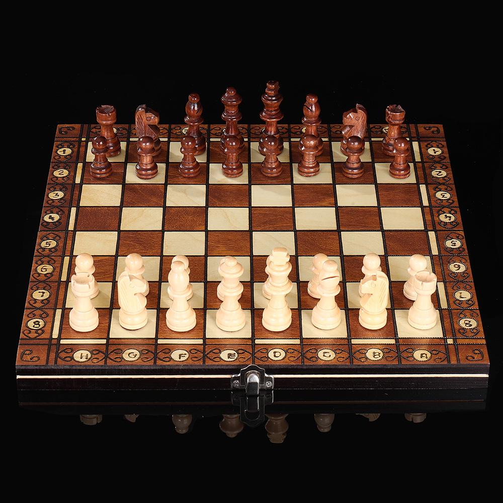 Wooden Magnetic 3-in-1 Chess Set: Portable, Foldable, Educational, Competitive Game