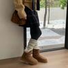 Low Tube Thick Bottom Leather Buckle Knight Boots Sangpo Sheepskin Fur Integrated Thickened Warm Snow Boots Women