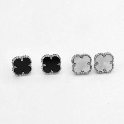 Hochwertige Luxus-Ohrringe aus Titanstahl mit vierblättrigem Kleeblatt, lichtechte modische Ohrringe, Damen-Ohrringe, Schmuck