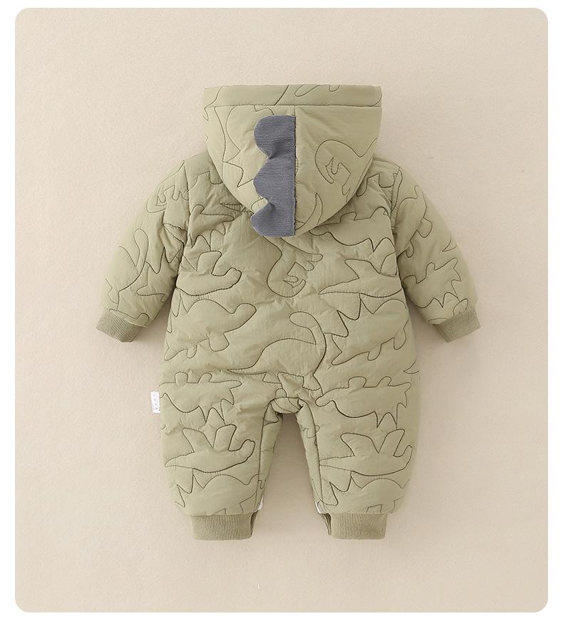 Baby Boys' Quilted Hooded Romper - Autumn/Winter Fashion Onesie