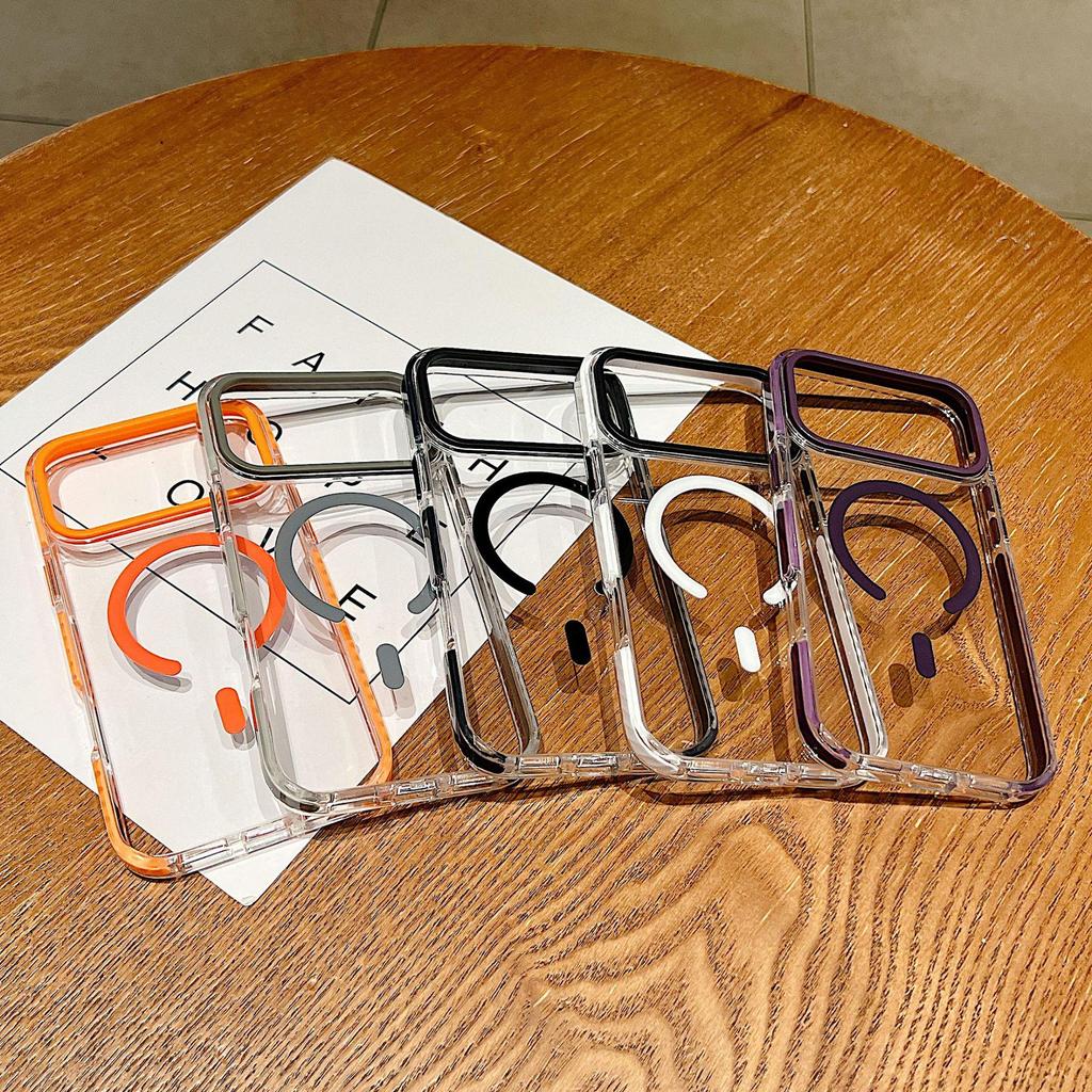 Two-Color Magnetic Acrylic Phone Case for iPhone 17 Pro Max with Large Hole Design
