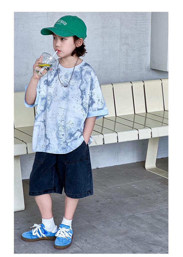 Boys' short sleeved T-shirt set summer clothes 2026 new children's two-piece set summer mid to large children's short sleeved top trend