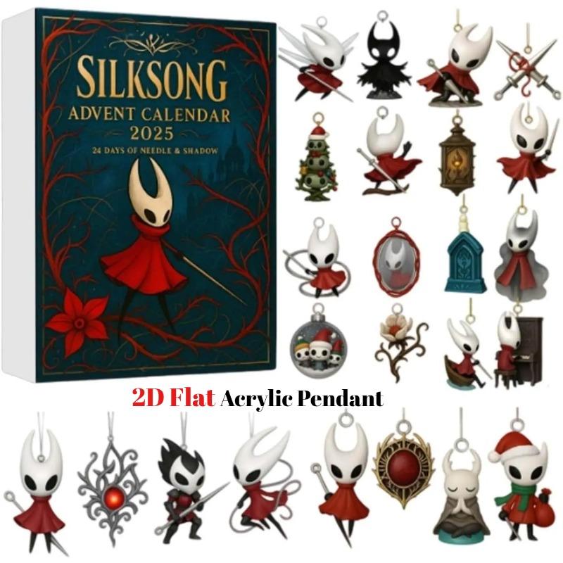 Hollow Knight Silksong Advent Calendar 2025, 24 Days Christmas Countdown, 2D Flat Acrylic Hanging Decor for Christmas Tree, for Game Lover