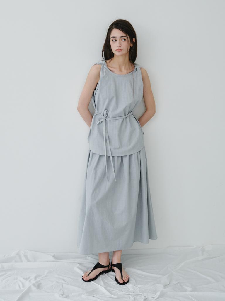 Reply Smock Banding Gather Skirt_Light Blue