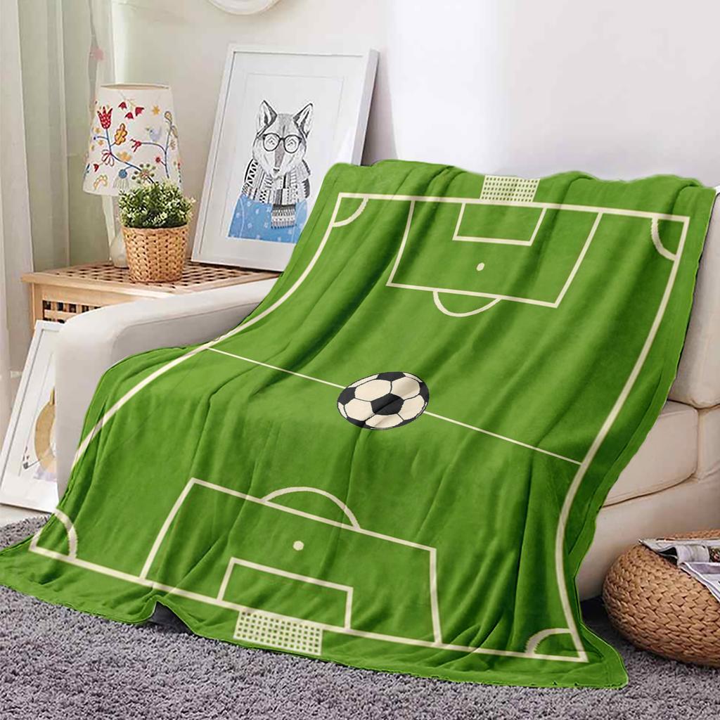 Football Field Soccer Sport Cartoon Soft Blanket,Soft Throw Blanket for Home Bedroom Bed Sofa Travel Cover Child Gift