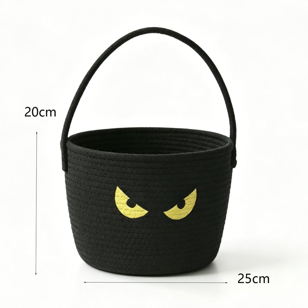 Halloween Baumwollseil Kürbis Korb mit Griffen zur Aufbewahrung von Süßigkeiten und Geschenken