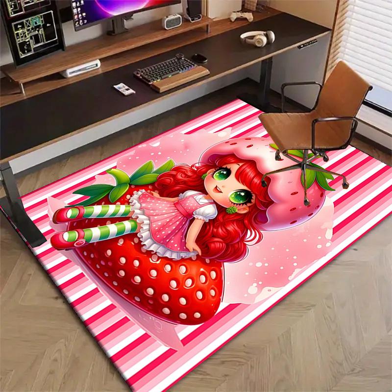 1pc Strawberry Princess6 Design Printed Area Rug Carpet for Bedroom Living Room Home Decor Rugs Mat Non Slip Mat Rug for Bedside
