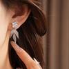 14K Gold-Plated Zircon Flower Tassel Clip-On Earrings: Elegant & Luxurious No-Piercing Jewelry