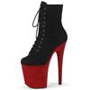 20CM Stiletto Pole Dance Stiefel - Wildleder Plateau Stiefeletten in Blau & Grau, Sexy Runde Zehenpartie Performance Absätze für Club, Bühne & Pole Dance