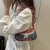 Sweet Lace Bow Prints Ladies Shoulder Bags Women's Contrast Color Lightweight Underarm Bags Pleated Design Female Hobos Handbags