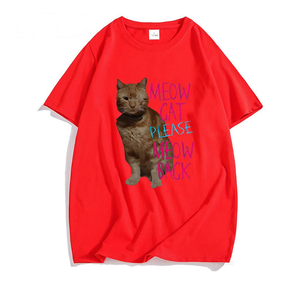 

Singer Baby Lasagna Print T-shirts Cotton Men/Women Casual Tee-shirt Meow Cat Please Meow Back Graphic Tshirts Camisas Summer 2XL