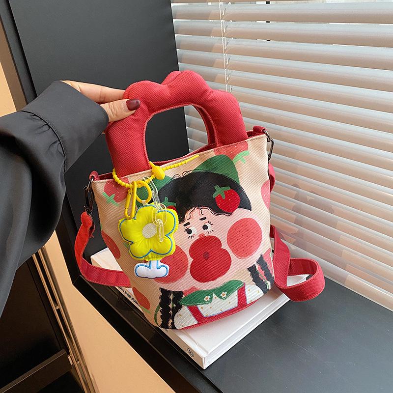 2025 Cute Goofy Cartoon Canvas Handbag - Single Shoulder & Crossbody Bag Backpack