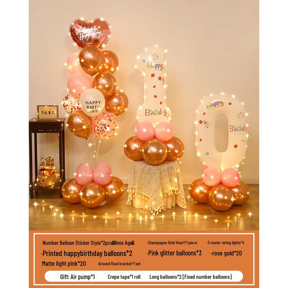 Floating Light-Up Number Balloons for Kids' 10th Birthday Decoration Scene