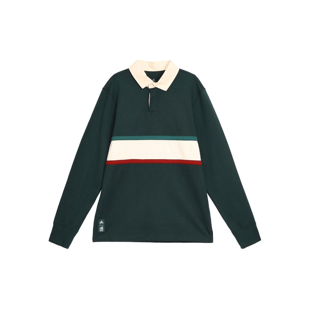 Adidas Pánské polokošile s dlouhým rukávem a pruhovaným límcem FMF Zelená HF1442