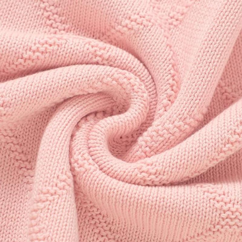 100% Organic Cotton Solid Crib Knit Swaddle Throw Blanket for Baby Toddler Super Soft Nursery Crochet Heirloom Stroller Blanket
