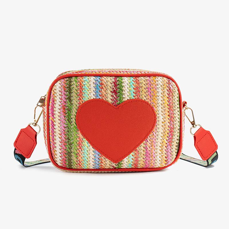 Dopamine Small Square Bag Personalized Color Woven Women's Bag Sweet Love Mobile Phone Bag Wide Shoulder Strap Crossbody Mobile Phone Bag Batch