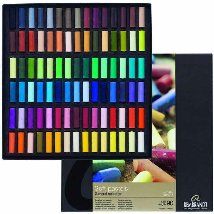 Pastel Set - Rembrandt - 90 Half Pastels - Intense Colors - High Lightfastness - Mixed