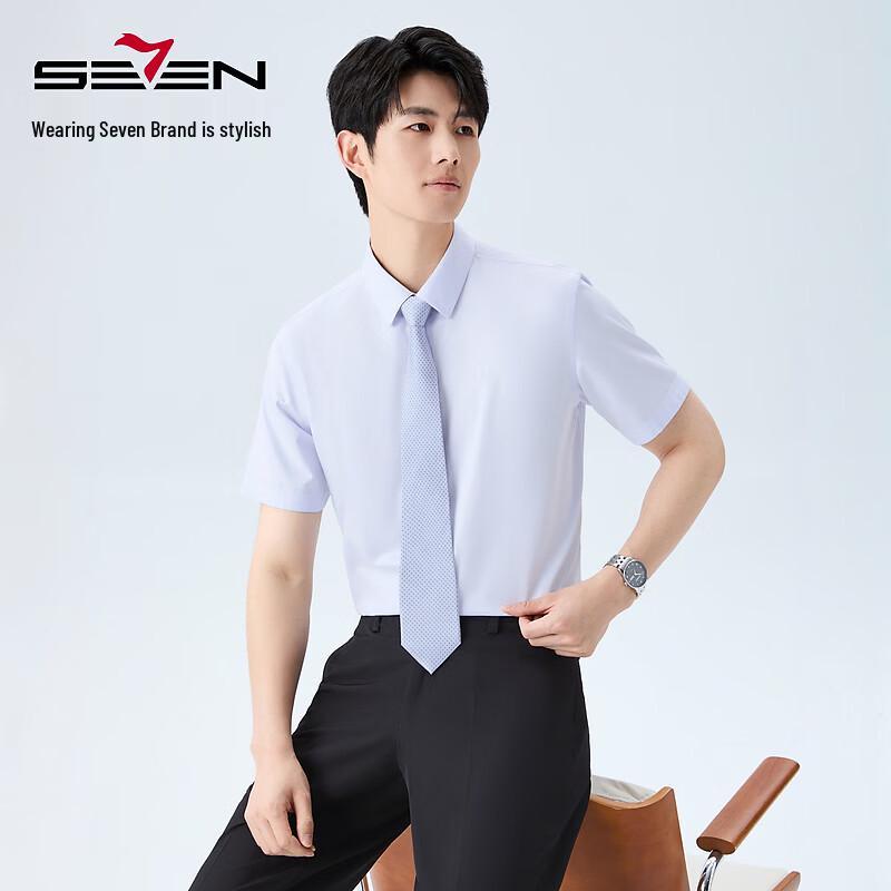 SEVEN Men s DP Non-Iron Business Short Sleeve Shirt 40