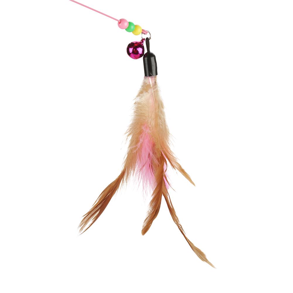 Funny Cat Kitten Pet Play Toy Teaser Feather Wire Chaser Wand Beads
