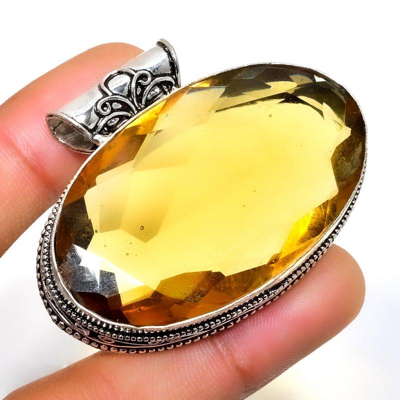 

Ювелирный кулон ручной работы с цитрином 925 пробы, посеребренный, 1,51 дюйма