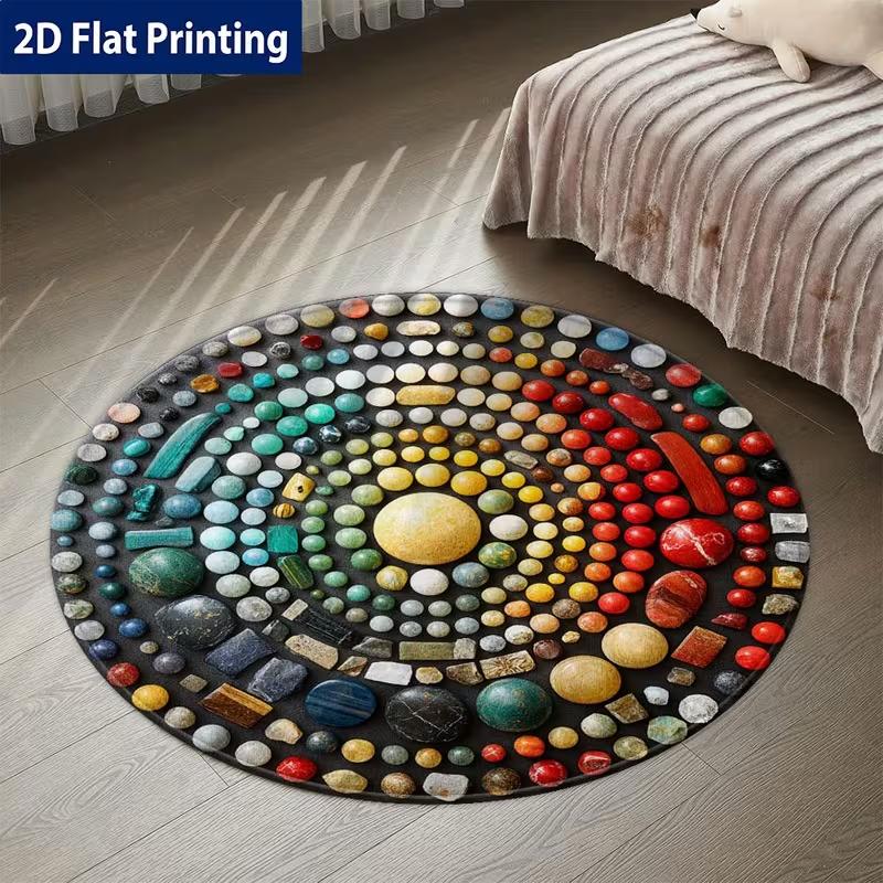 Luxury Teal Gold Agate Marble Round Rug Non Slip Soft Floor Carpet Entryway Hallway Modern Living Room Decor