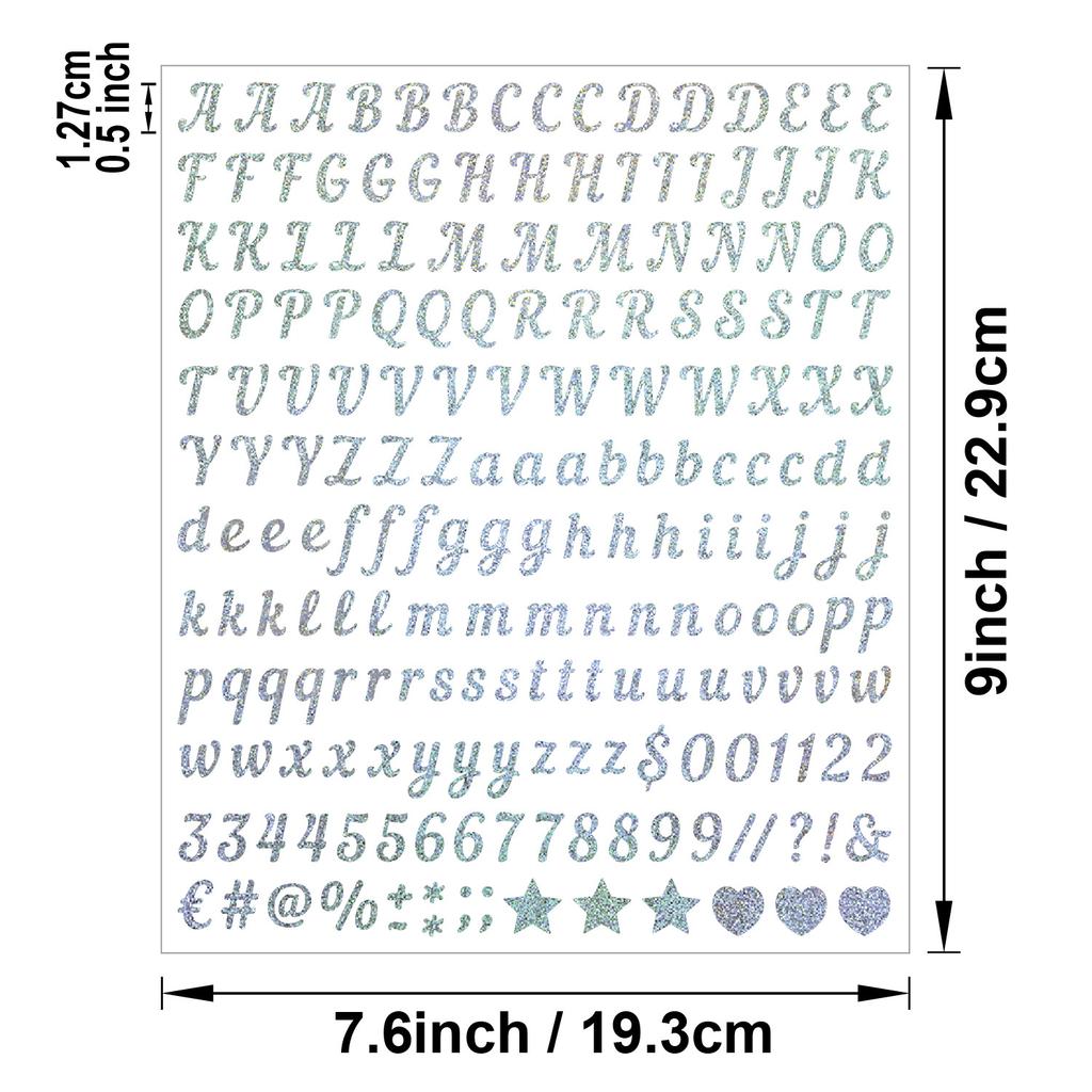 0.5-inch Alphanumeric Sticker Gold Sand Silver Sand Glitter Spice Can Festive Balloon Gum Card Decorative Letter Sticker